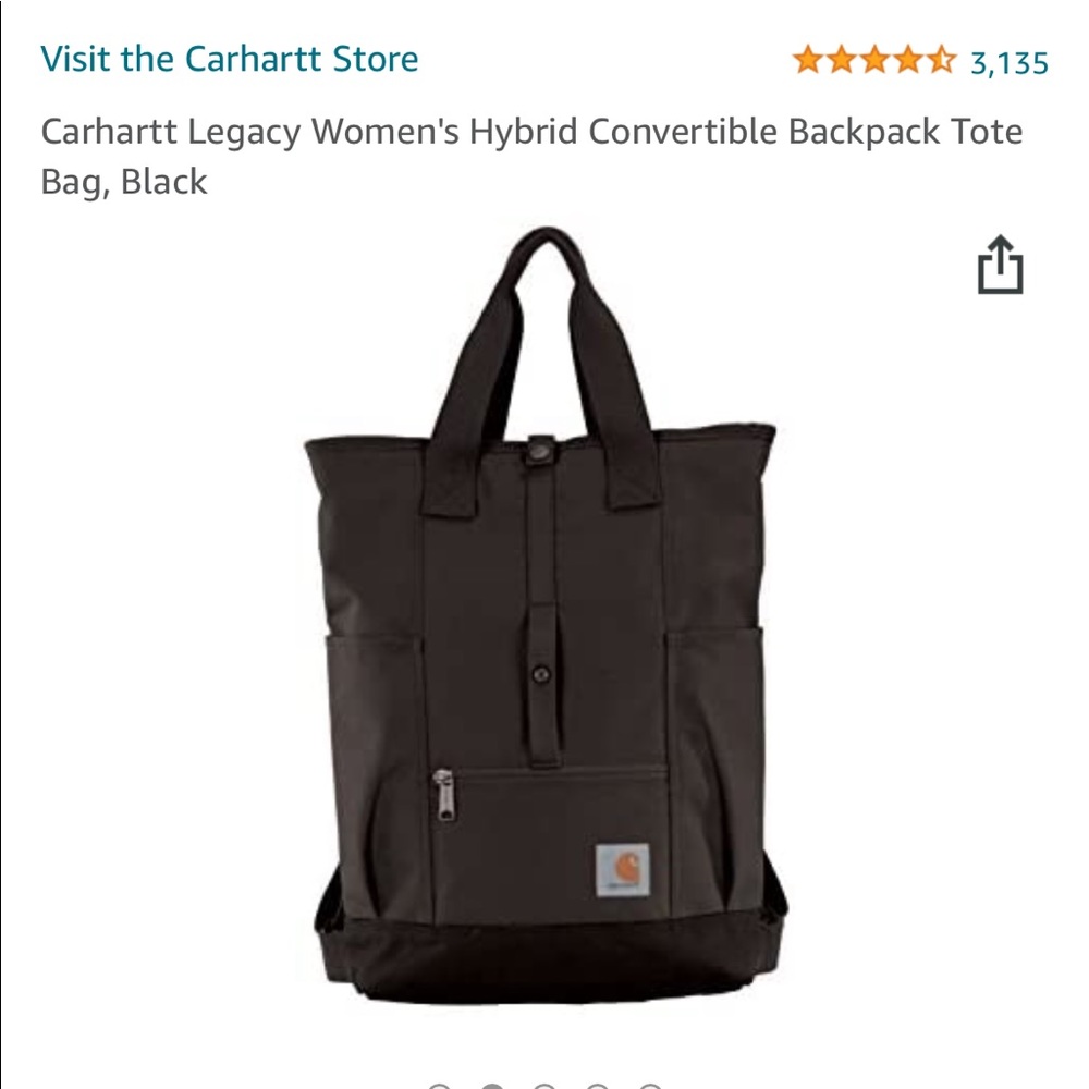 Carhartt Legacy Women's Hybrid Convertible Backpack Tote Bag, Black. Like new